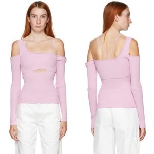 Jacquemus La Maille Figuerolles Sweater Pink Size‎ 34 | One-shoulder Cut-out Top